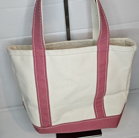 L.L.Bean Boat and Tote Pink Canvas Bag Made in USA Heavy Duty Tote 12" x 12"×4 - Picture 4 of 8